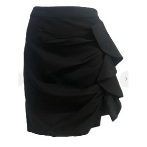 NWT‎ Marie Oliver Rachel Women's Rugged Ruched Wool Black Skirt 8 MSRP $238